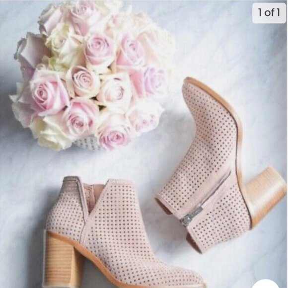 1state Larocka Perforated Leather Western Boot Blush Pink (sz 8) - Picture 1 of 3